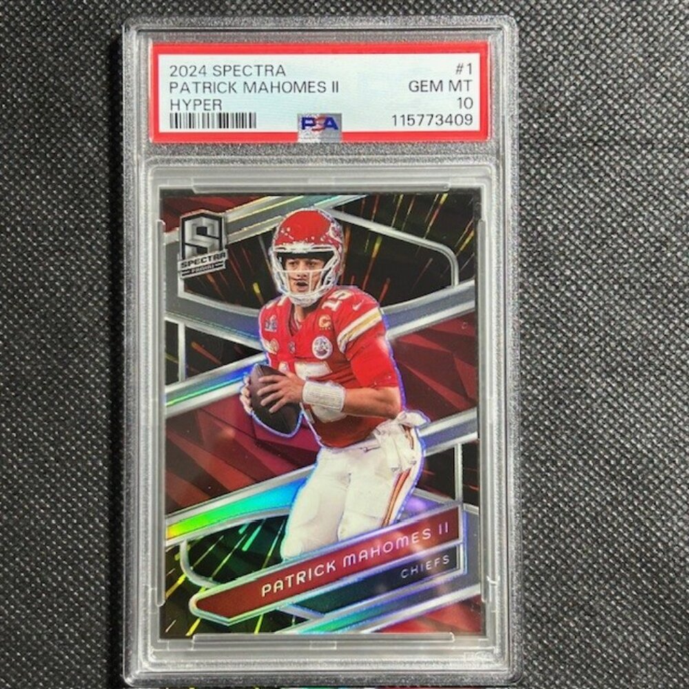 PATRICK MAHOMES II 2024 SPECTRA FOOTBALL HYPER PRIZM CHIEFS /75 PSA 10 GEM MINT
